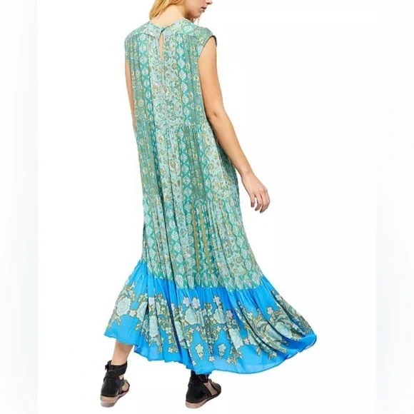 FREE PEOPLE HANALEI BAY LACE UP TIERED OVERSIZED TIERED FLORAL MAXI DRESS XS - Picture 8 of 16